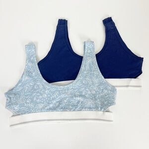 NEW Abound Bras Womens Medium Blue Pattern Bralette Pullover Cutouts NWOT